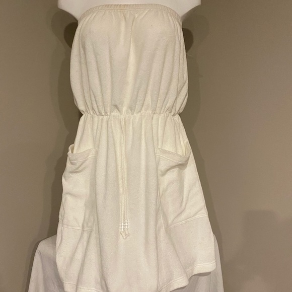 Soft bright white adjustable waist elastic top strapless bathing suite cover - Picture 1 of 5